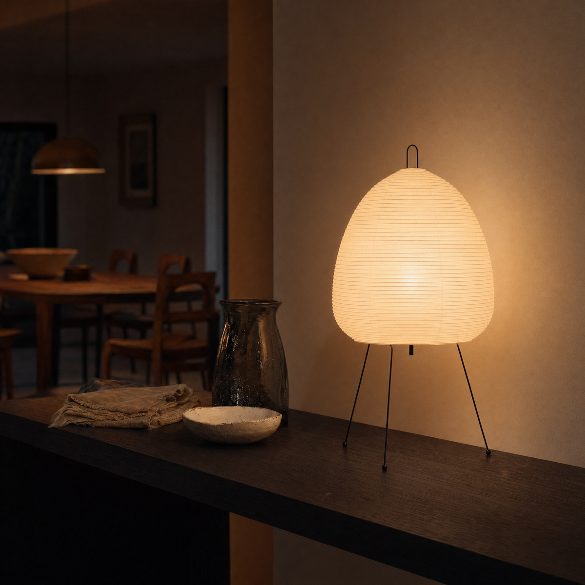 Slim Oval Rice Paper Table Lamp