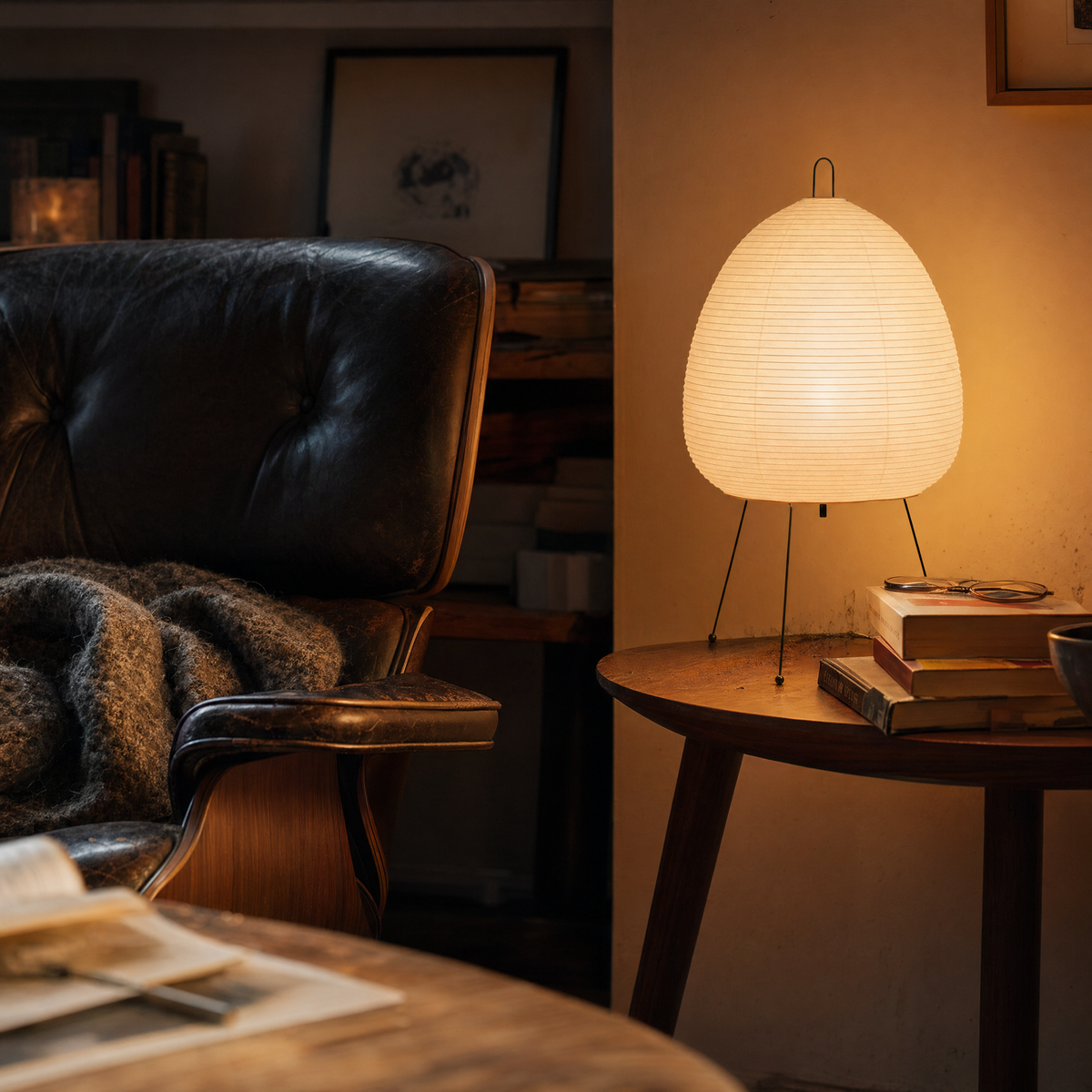 Slim Oval Rice Paper Table Lamp