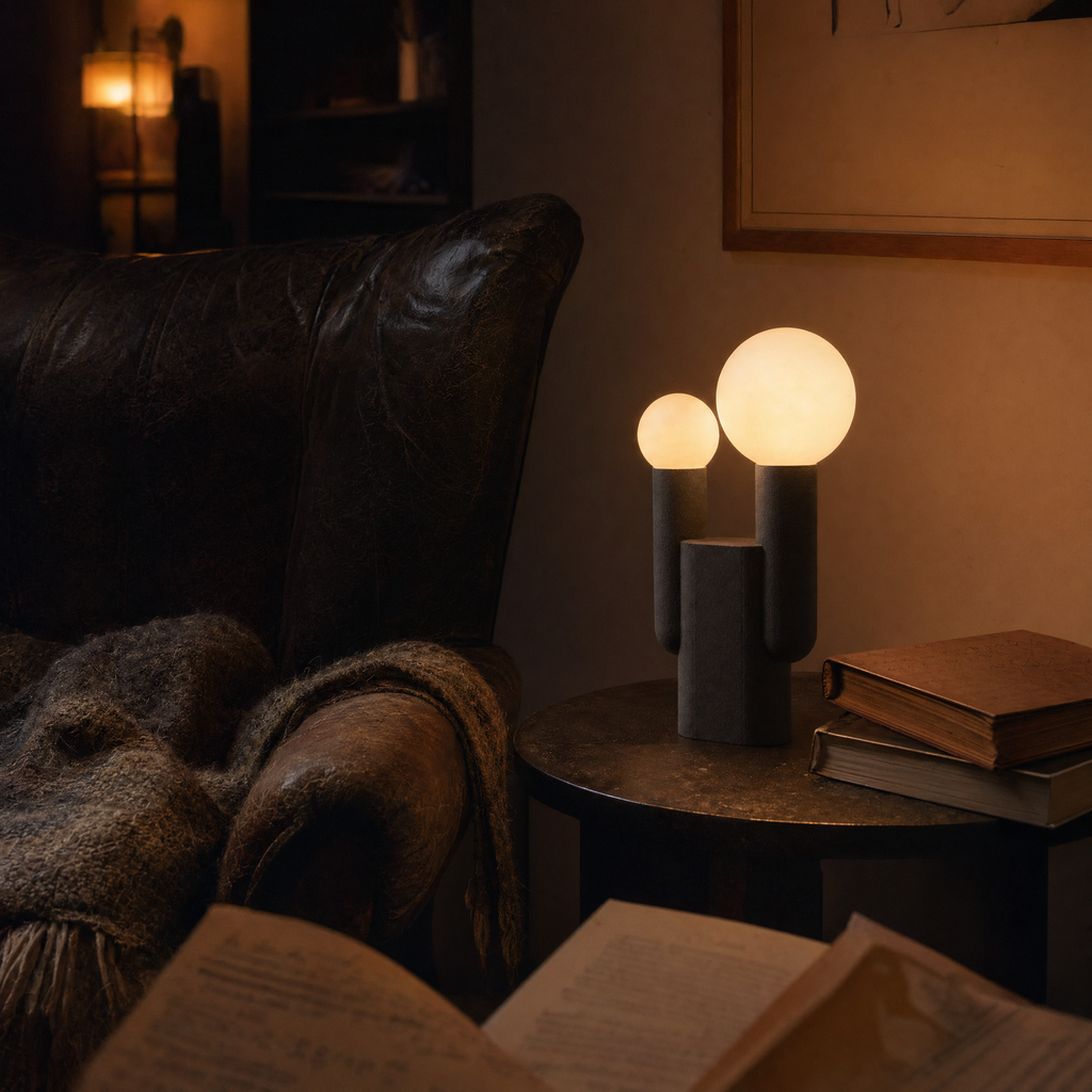 Twin Opal Globe Ceramic Table Lamp