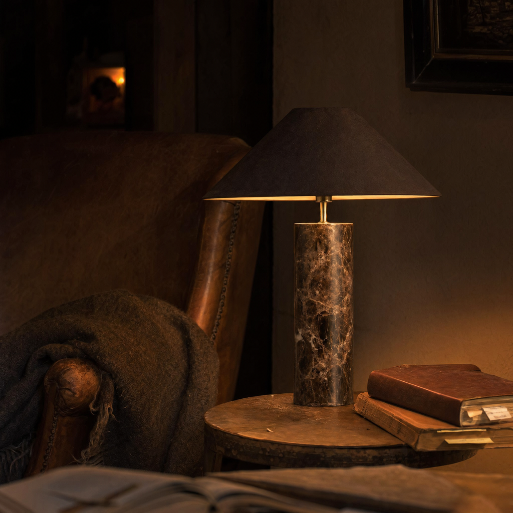 Emperador Marble Table Lamp with Black Shade