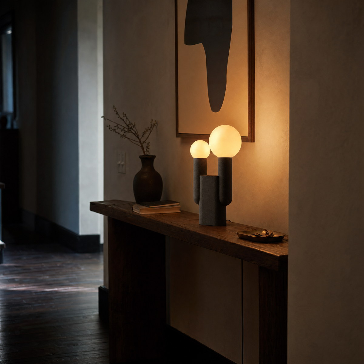 Twin Opal Globe Ceramic Table Lamp