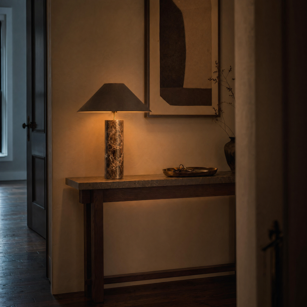 Emperador Marble Table Lamp with Black Shade