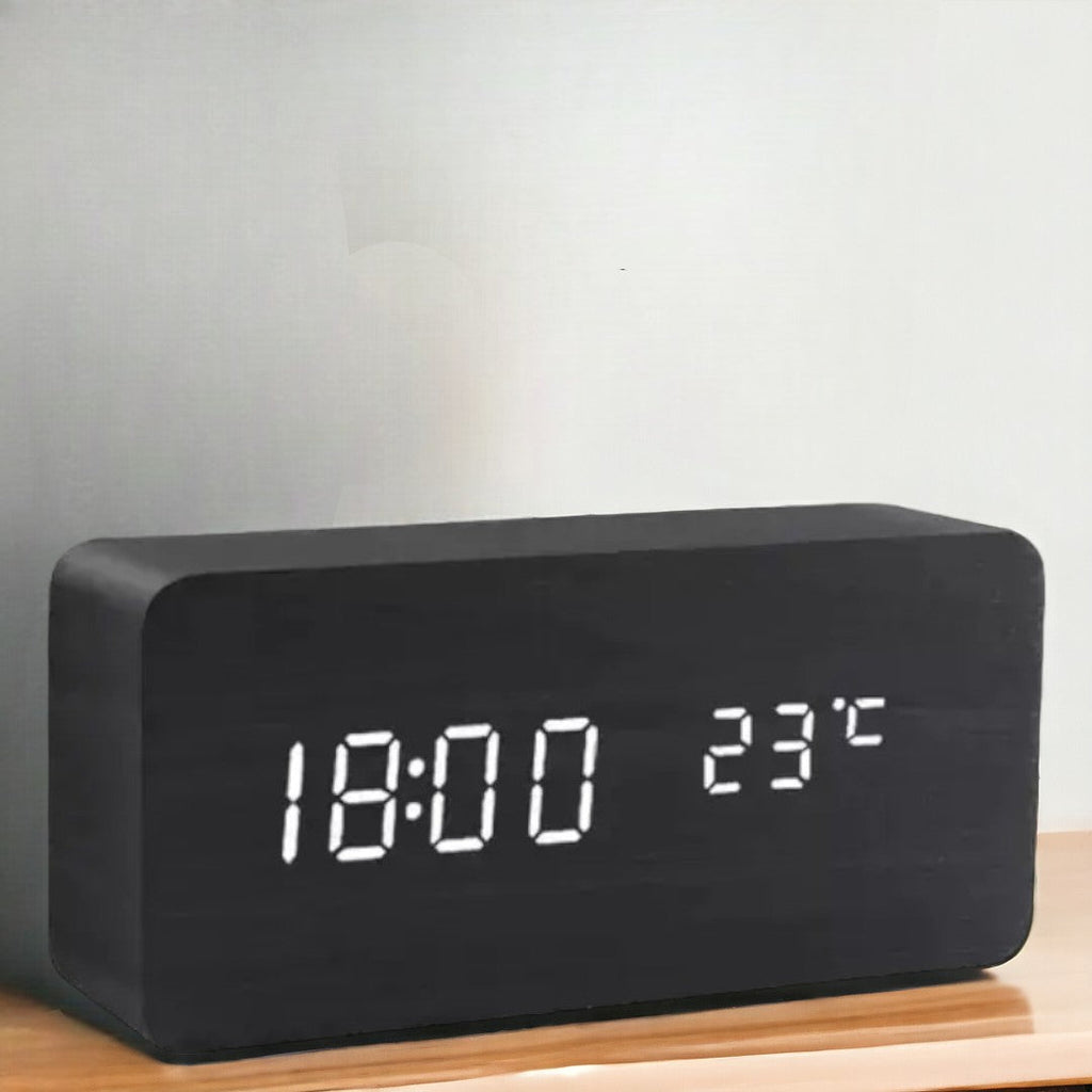 LED Smart Alarm Clock | Modern Voice-Controlled Wooden Design